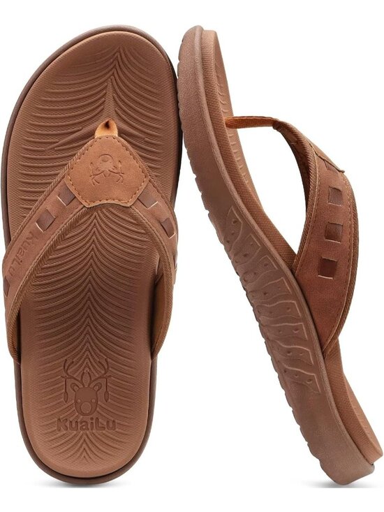 Men\'s Brown Sport Flip Flops Comfort Orthotic Thong Sandals Arch Support main image 6